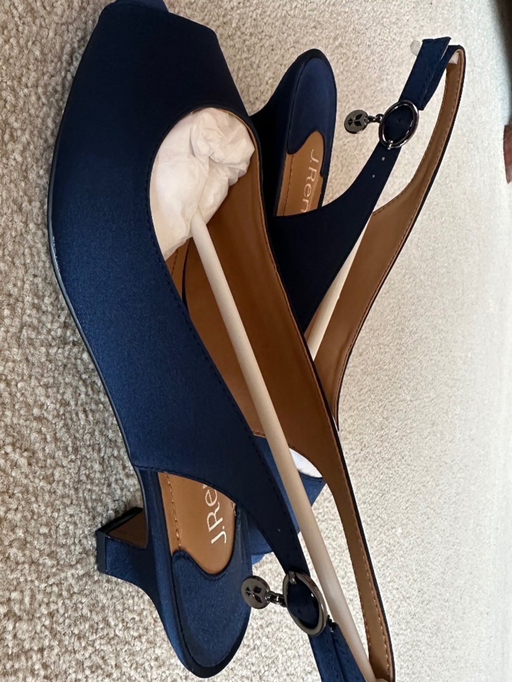 NIB J. Renee Jenvey Sandal 8WW Navy Satin - Picture 4 of 7